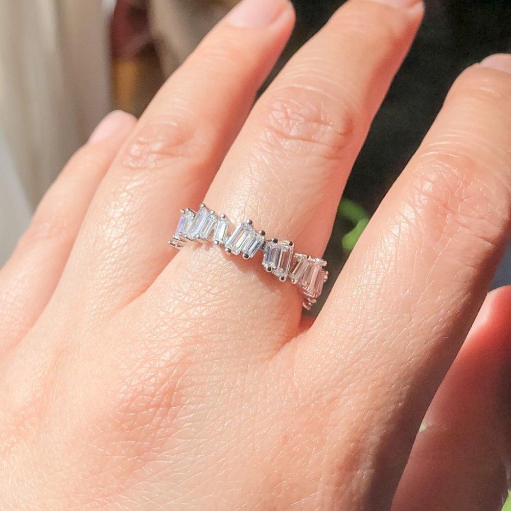 Half Eternity Baguette Band in Sterling Silver